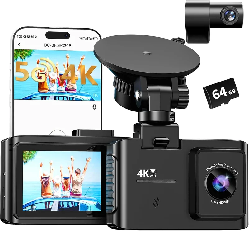 WANLIPO 4K Dual Dash Cam with 5GHz WiFi - Rank 6 in Dash Cameras
