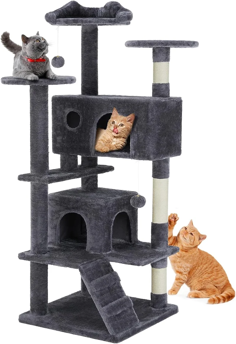 Sweetcrispy 54-Inch Cat Tree Tower Grey - Rank 10 in Best Cat Tree of 2025
