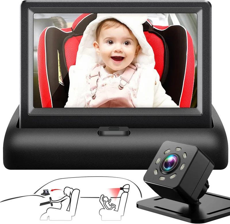 Shynerk Baby Car Mirror with Camera Display - Rank 7 in Best Baby Camera of 2025