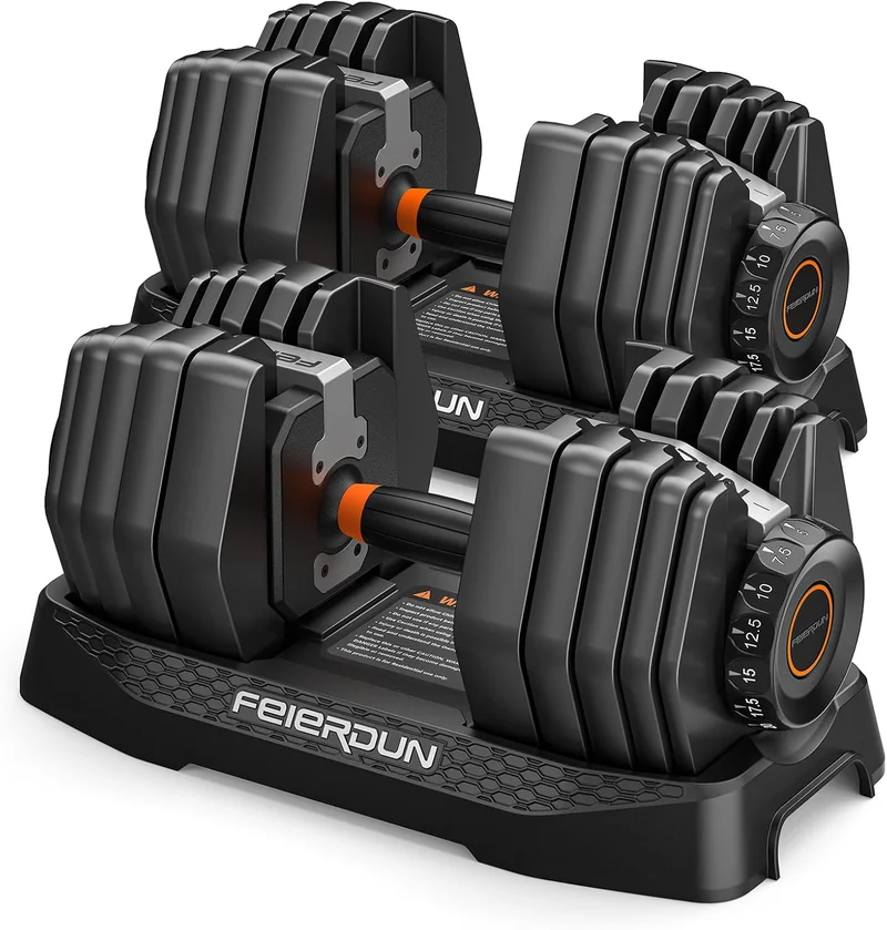 FEIERDUN Adjustable Dumbbells 15-in-1 Set - Rank 2 in Best Weight Sets of 2025