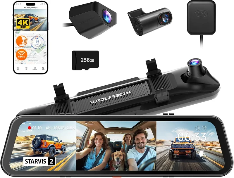 WOLFBOX G900 Tripro 3-Channel Mirror Dash Cam - Rank 3 in Best Wolfbox Dash Cam of 2025