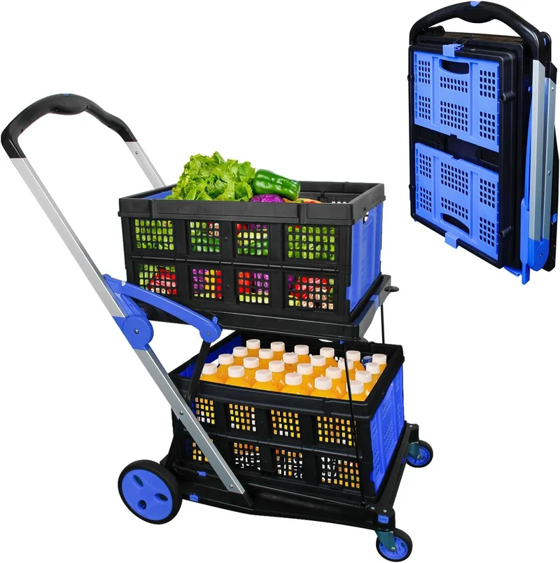 APOXCON Two Tier Collapsible Shopping Cart - Rank 3 in Best Folding Shopping Cart of 2025