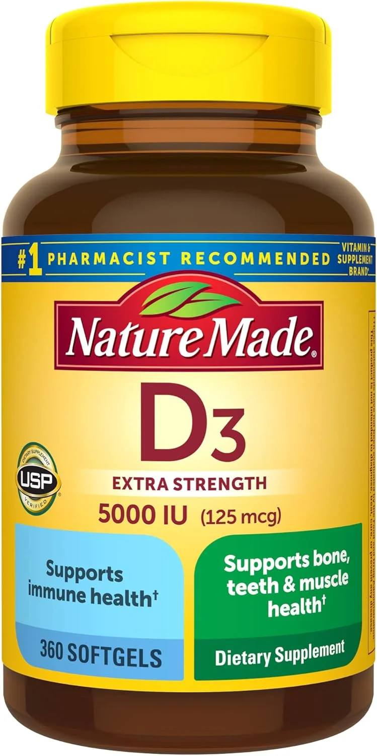 Nature Made Extra Strength Vitamin D3 5000 IU 360 Softgels - Rank 4 in Best Vitamin D3 of 2025