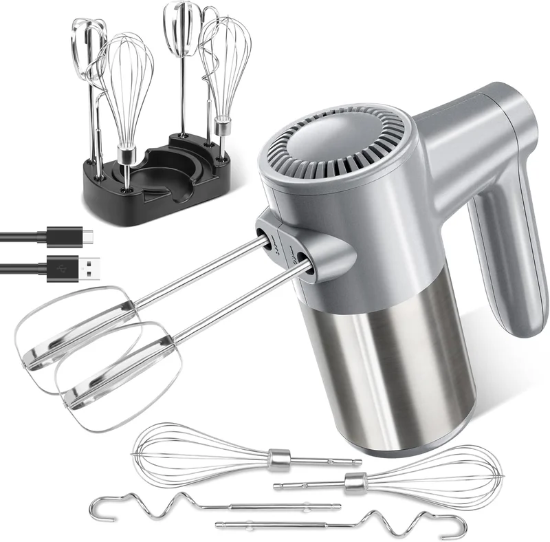 BinROC Cordless Hand Mixer Rechargeable 7-Speed Silver - Rank 6 in Best Hand Mixer of 2025