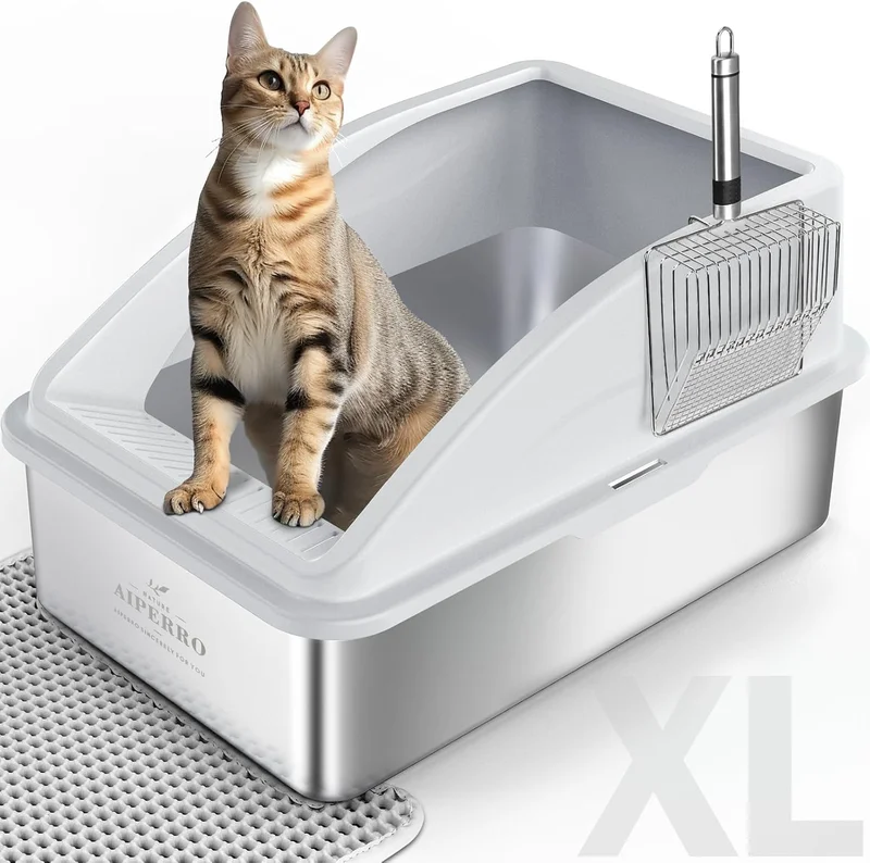 AIPERRO XL Stainless Steel Cat Litter Box - Rank 9 in Best Litter Box For Cats of 2025