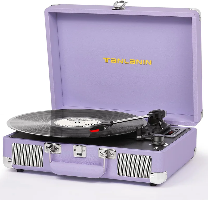 TANLANIN Vintage Bluetooth Record Player, Purple - Rank 5 in Record Players of 2025
