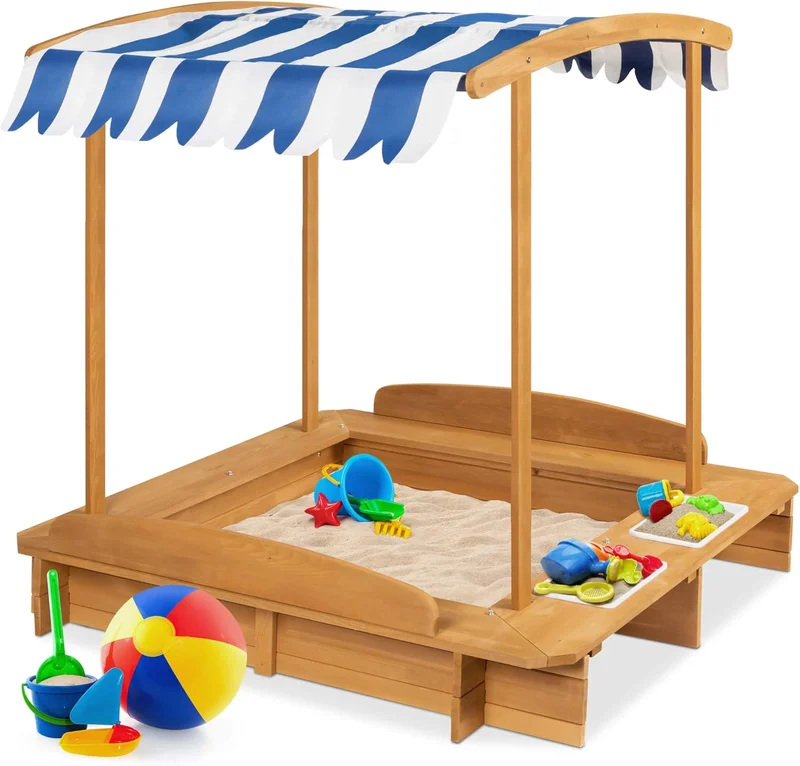 Kids Wooden Sandbox Play Station with Canopy - Rank 5 in Best Sandbox of 2025