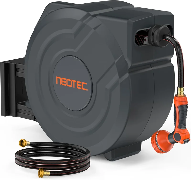 Neotec Retractable Garden Hose Reel 5/8" x 90ft - Rank 4 in Best Wall Mounted Hose Reel of 2025