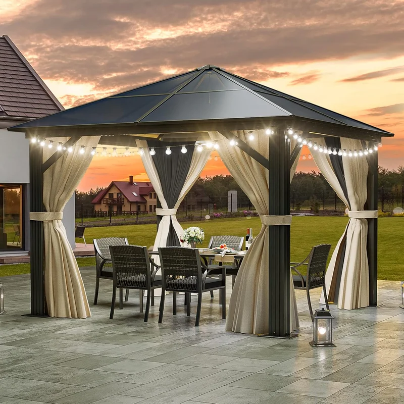 DWVO 10x10ft Gazebo with Netting and Curtains - Rank 8 in Best 10x10 Gazebo of 2025