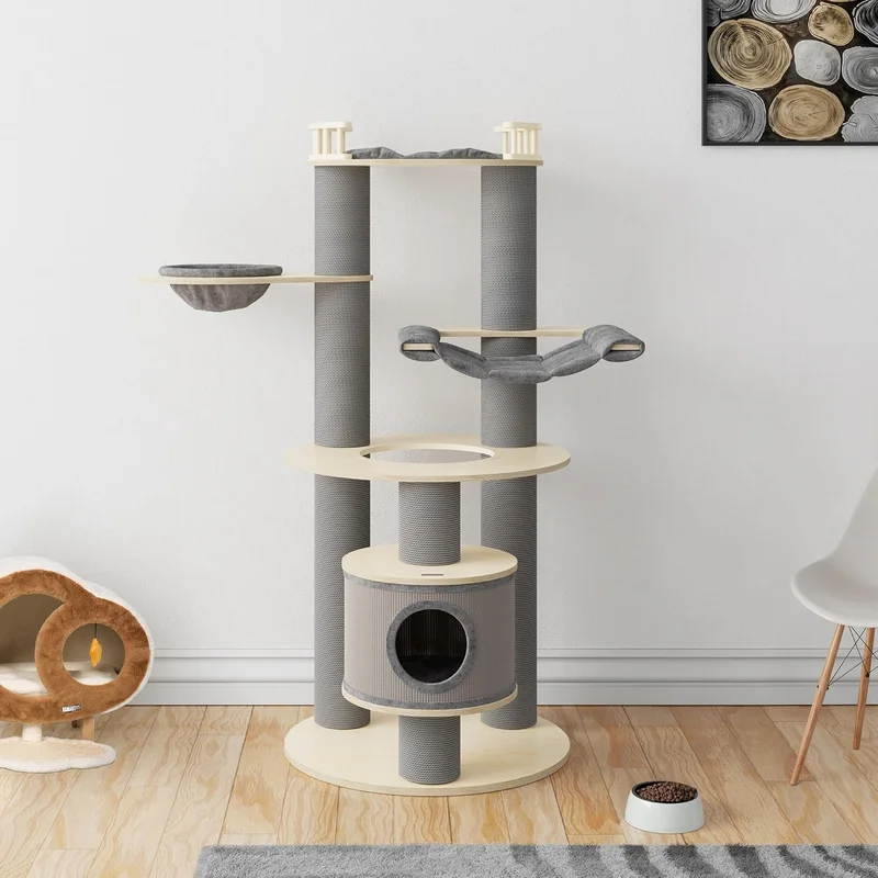 NUNU LAB Tall Wooden Cat Tree Tower 009 - Rank 3 in Best Cat Tower of 2025