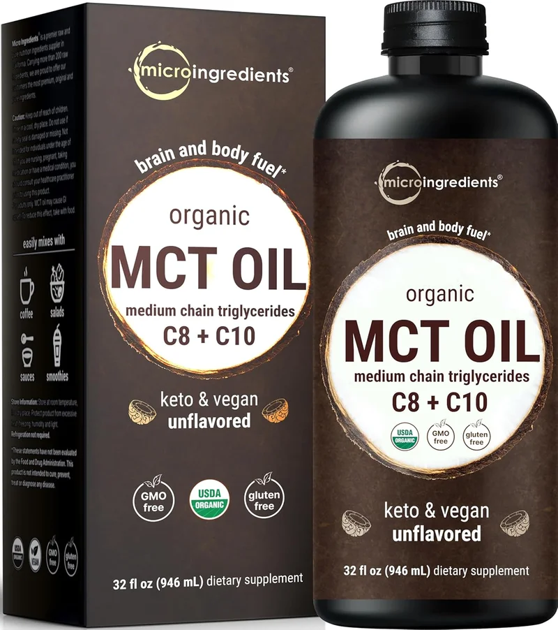 Micro Ingredients Organic MCT Oil, 32 fl oz - Rank 10 in Best Mct Oil For Weight Loss of 2025