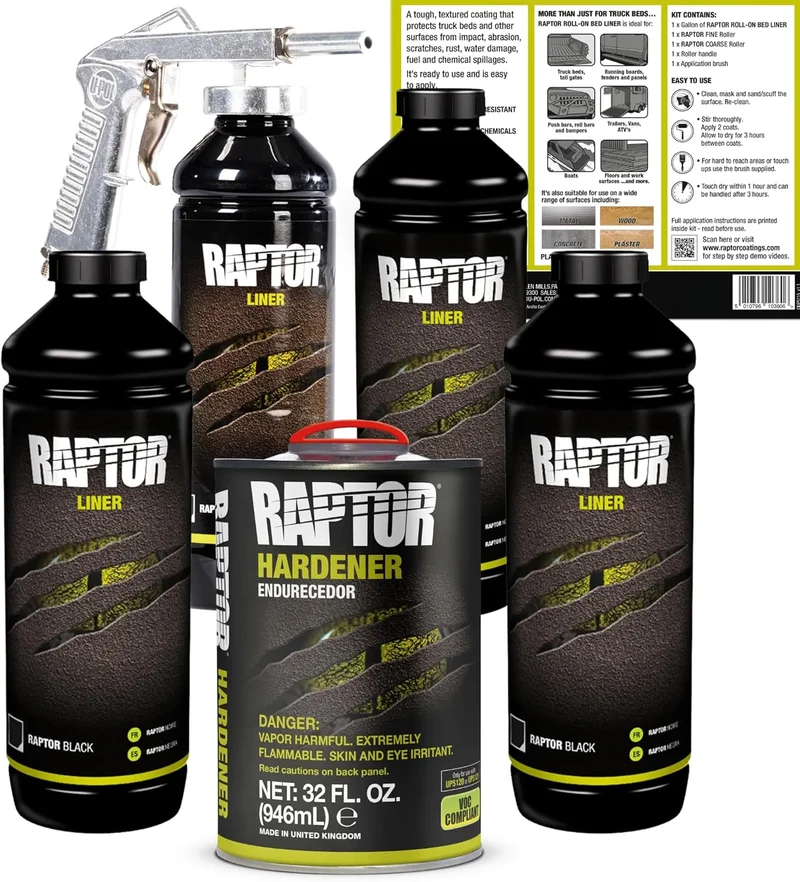 U-POL Raptor Black Urethane Truck Bed Liner Kit - Rank 4 in Best Spray In Bed Liner of 2025