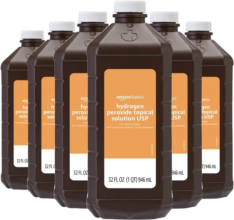 Amazon Basics Hydrogen Peroxide Solution, 32 Fl Oz, 6 Pack - Rank 8 in Best Hydrogen Peroxide of 2025