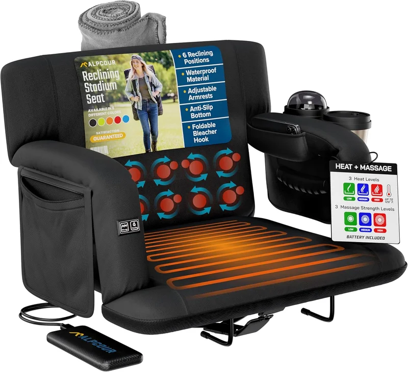 Alpcour Heated Massage Reclining Stadium Seat - Rank 2 in Best Heated Stadium Seat of 2025