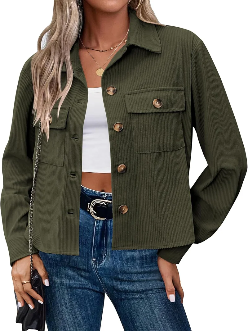 Zeagoo Women's Cropped Corduroy Shacket - Rank 3 in Best Shacket of 2025
