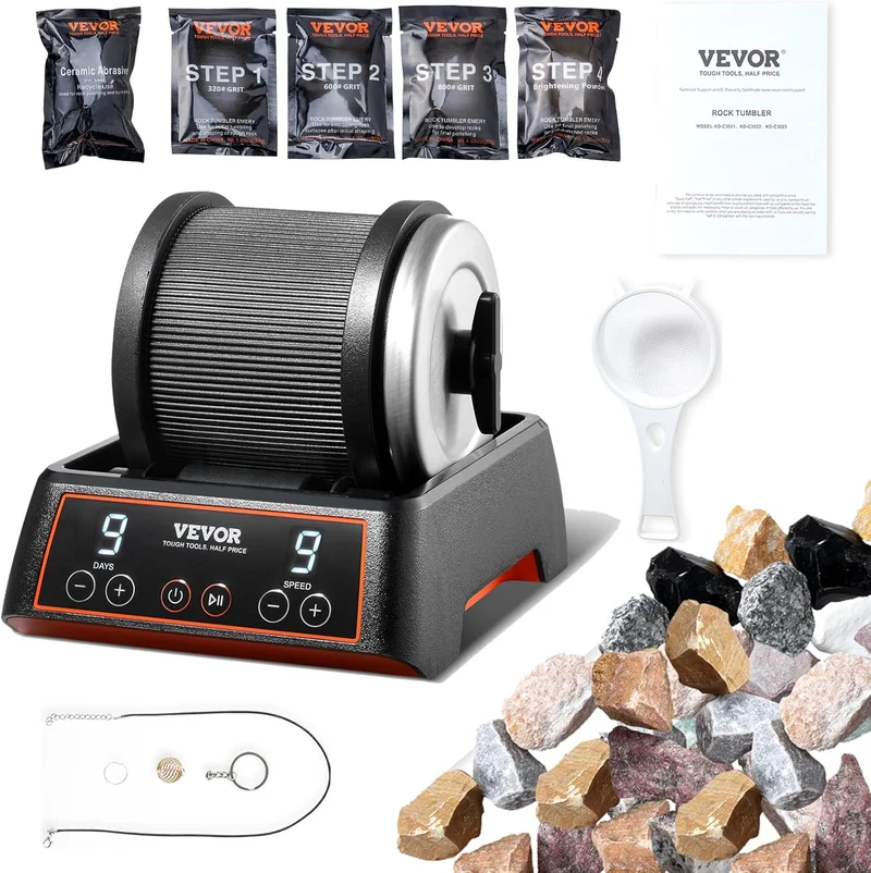 VEVOR Rock Tumbler Kit 2.5 lbs - Rank 9 in Best Rock Tumblers of 2025