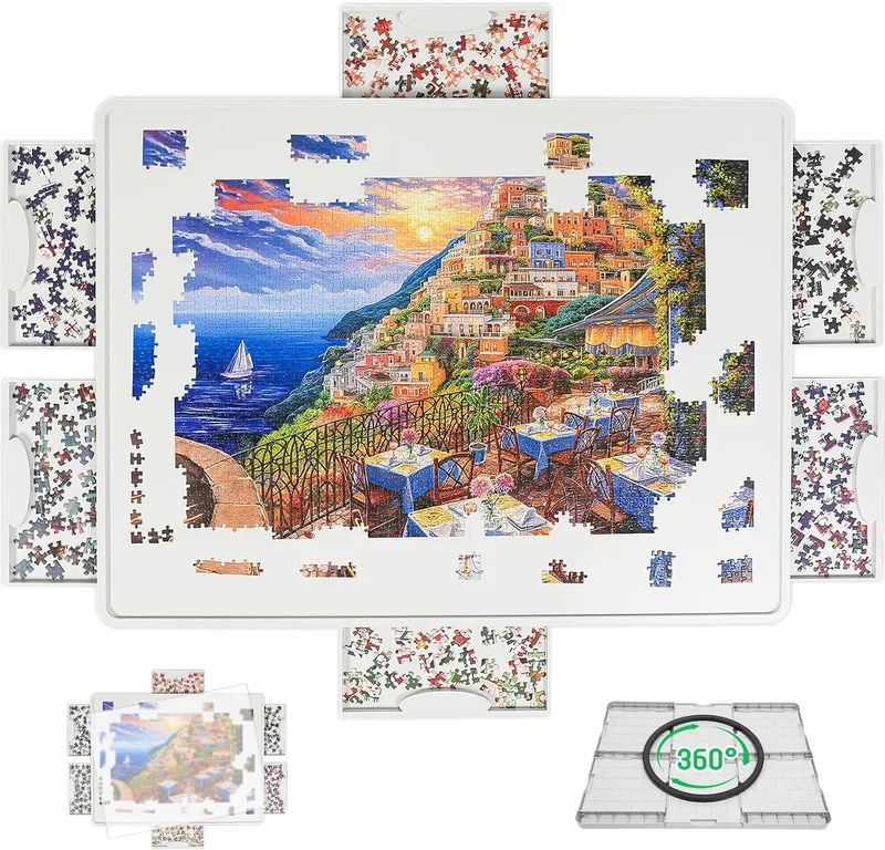 BuilderButler Rotating Puzzle Board with Drawers - Rank 6 in Best Puzzle Table With Cover of 2025