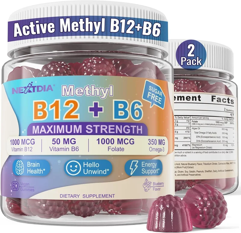 Nextdia Vegan B12 & B6 Gummies - Rank 6 in Best Vitamin B Gummies of 2025