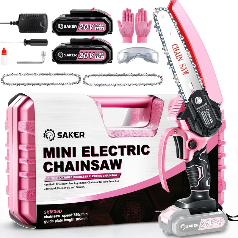 Saker Mini Electric Chainsaw 6 Inch Pink - Rank 5 in Chainsaws of 2025