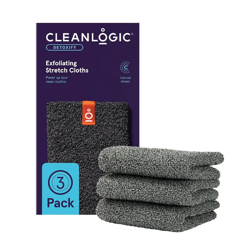 Cleanlogic Exfoliating Body Cloth, Charcoal Infused, 3 Pack - Rank 9 in Best Exfoliating Washcloth of 2025