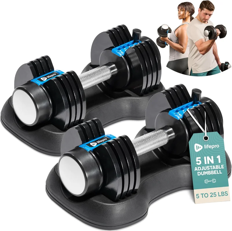 LifePro Adjustable Dumbbells 6-in-1 Set - Rank 4 in Best Weight Sets of 2025