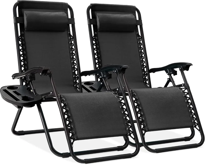 Adjustable Steel Mesh Zero Gravity Lounge Chairs - Black - Rank 1 in Best Reclining Patio Chairs of 2025
