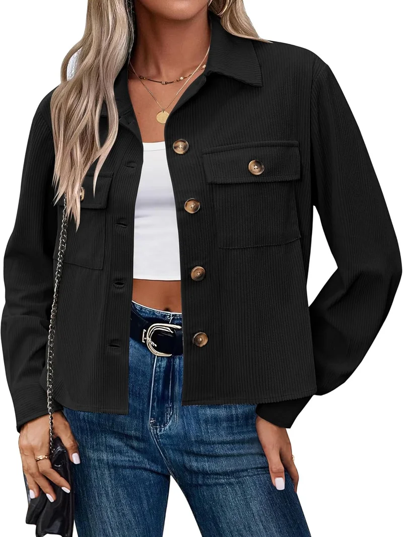 Zeagoo Women's Cropped Corduroy Shacket - Rank 7 in Best Cropped Jacket of 2025