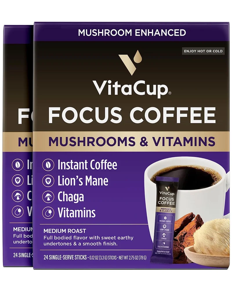 VitaCup Focus Mushroom Coffee Instant Packets - Rank 5 in Best Mushroom Coffee of 2025