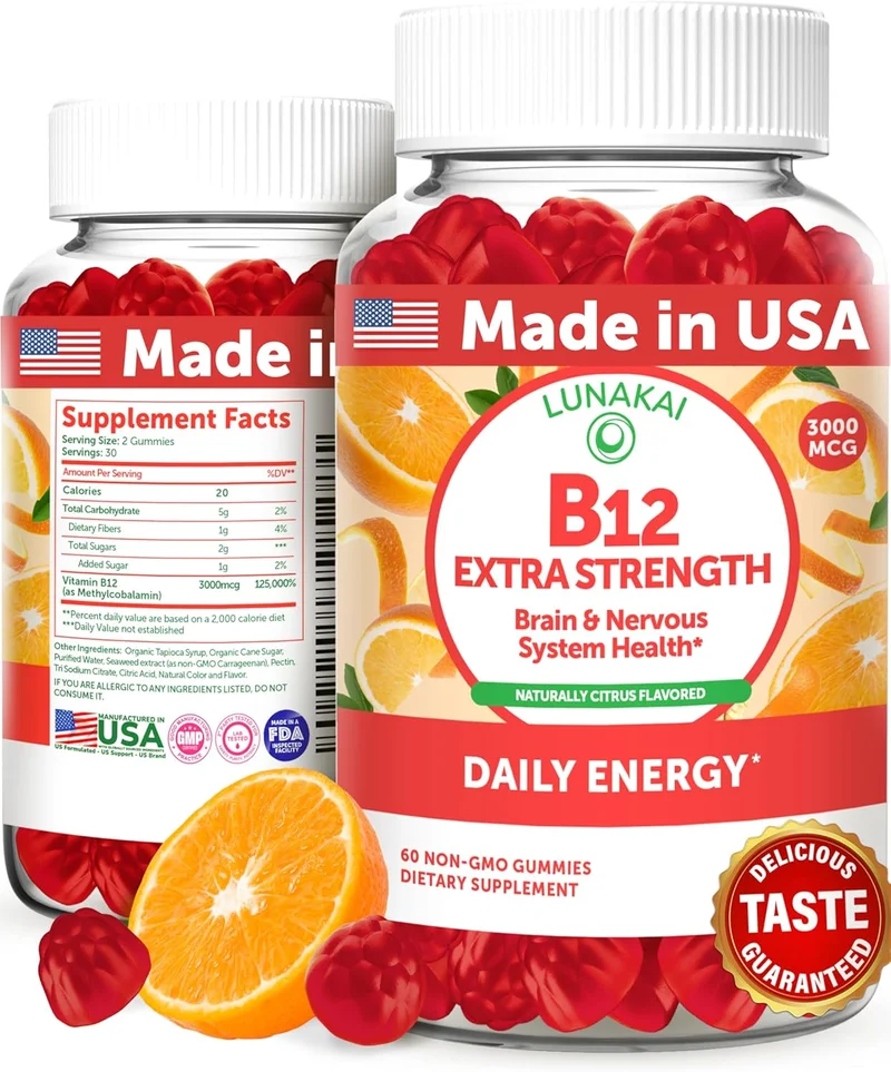 Lunakai Extra Strength B12 Gummies 3000mcg - Rank 1 in Best Vitamin B Gummies of 2025