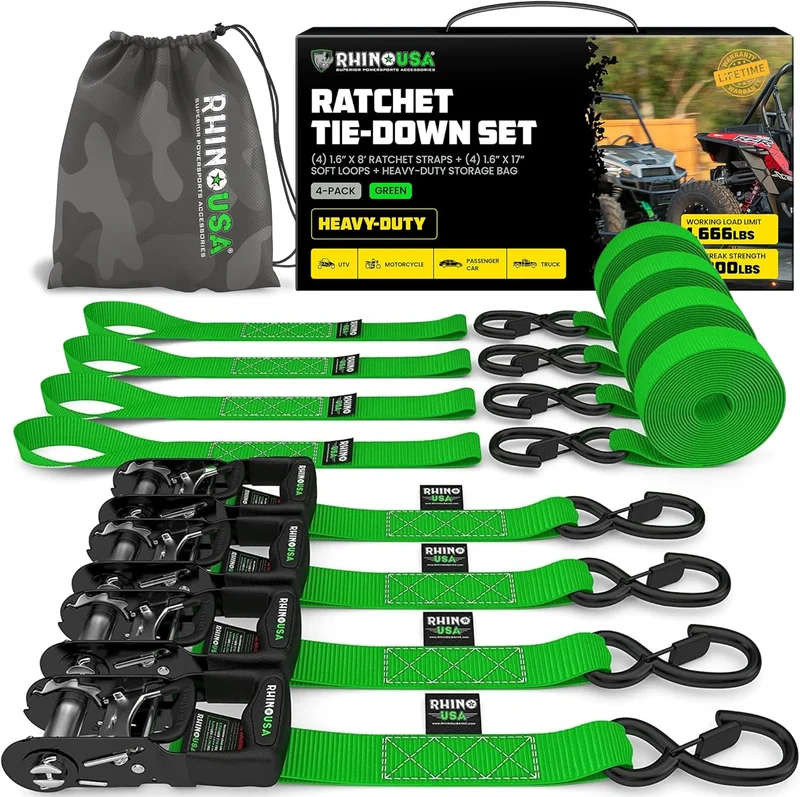 Rhino USA Heavy Duty Ratchet Straps Kit - Rank 2 in Best Ratchet Straps of 2025
