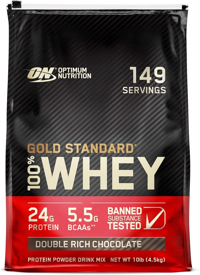 Optimum Nutrition Gold Standard Whey Protein Powder, Double Rich Chocolate - Rank 4 in Best Whey Protein Powders of 2025