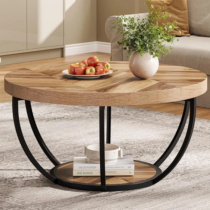 Tribesigns Industrial Coffee Table with Storage Shelves - Rank 9 in Best Coffee Tables of 2025