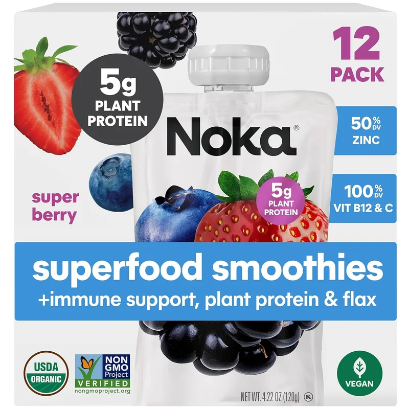 Noka Organic Super Berry Smoothie Pouches - Rank 6 in Best Healthy Snack of 2025