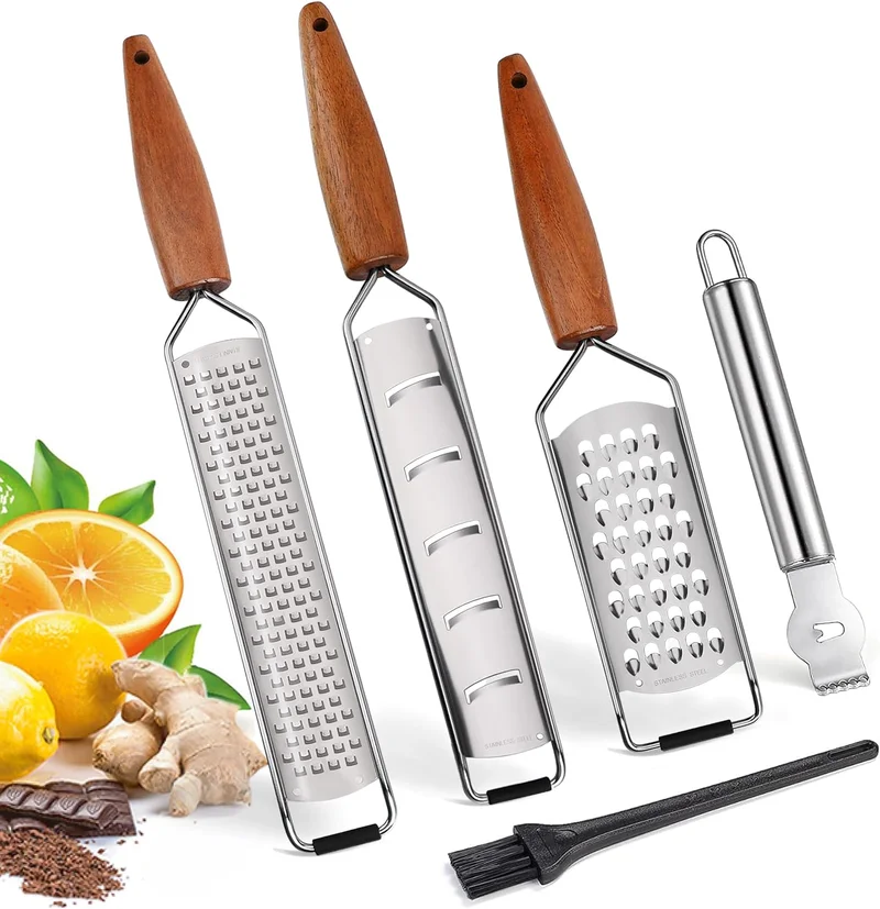 Allwin Houseware Cheese Grater Set with Acacia Handle - Rank 9 in Best Lemon Zester of 2025