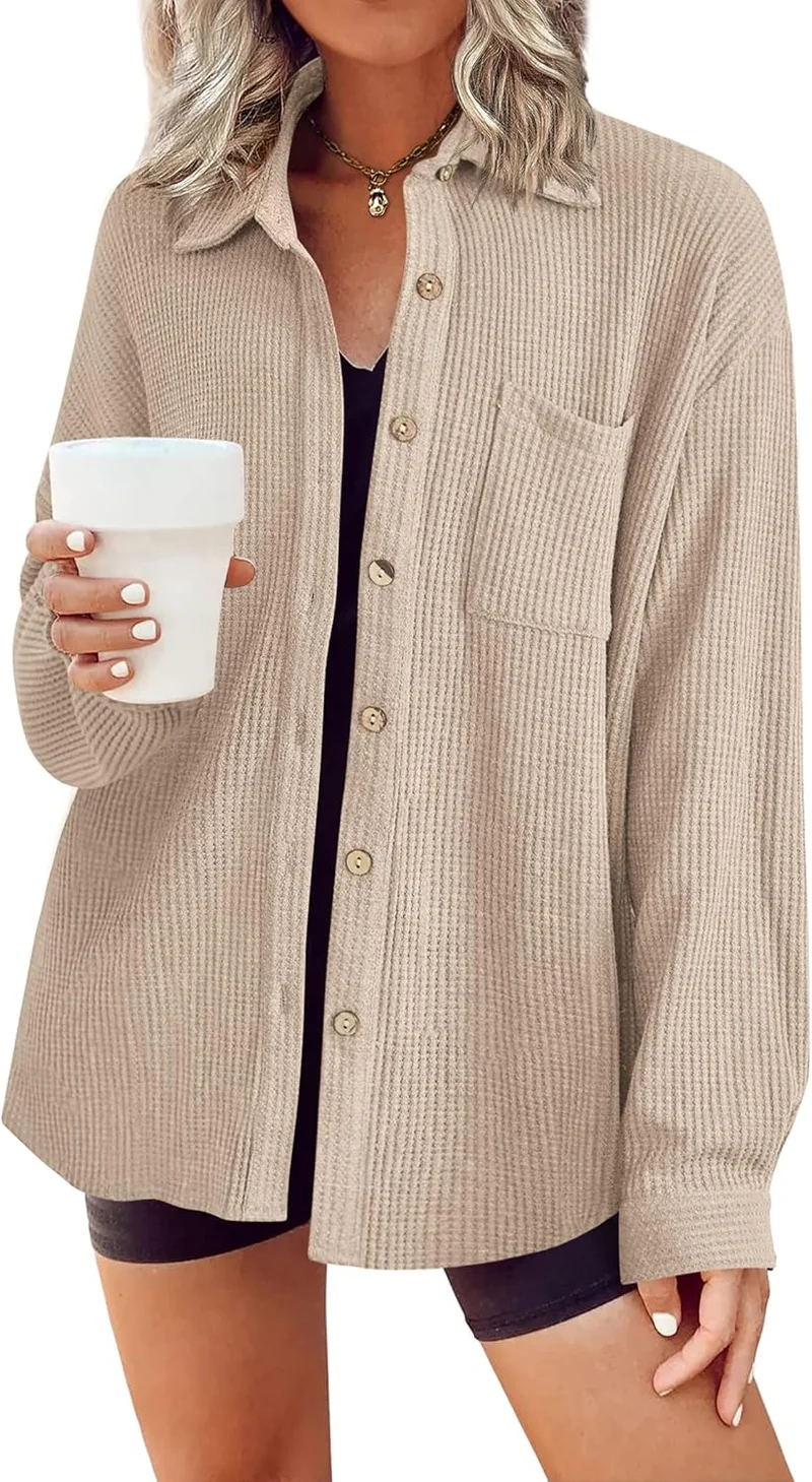 HOTOUCH Women's Waffle Knit Shacket - Rank 10 in Best Shacket of 2025