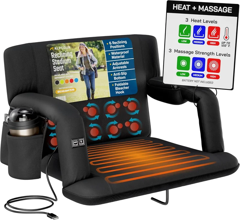 Alpcour Heated Massage Reclining Stadium Seat - Rank 3 in Best Heated Stadium Seat of 2025