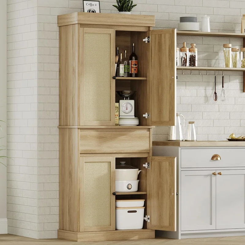 GarveeHome Rattan Door Tall Pantry Cabinet - Rank 10 in Best Pantry Cabinet of 2025