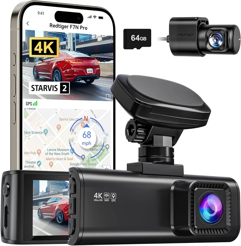 REDTIGER F7N Pro 4K Dual Dash Cam - Rank 9 in Car Dash Cams