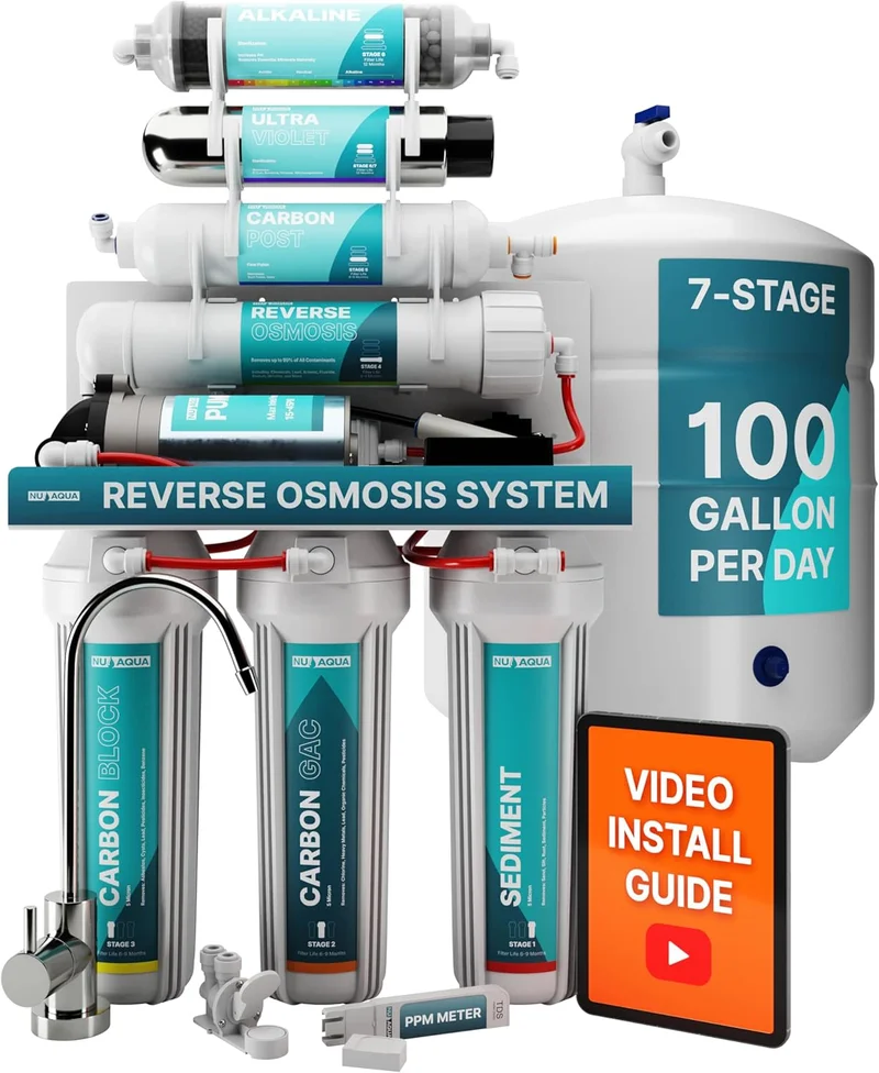 NU Aqua 7-Stage Alkaline & UV Reverse Osmosis System - Rank 8 in Best Reverse Osmosis System For Home of 2025