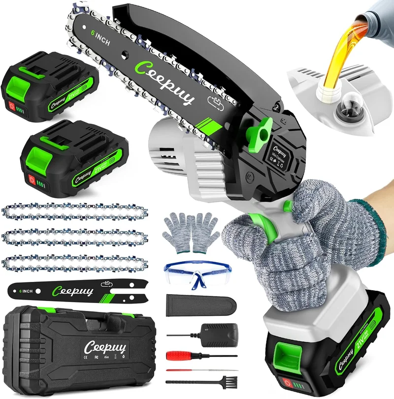 CEEPUY 6 Inch Cordless Mini Chainsaw - Rank 4 in Chainsaws of 2025