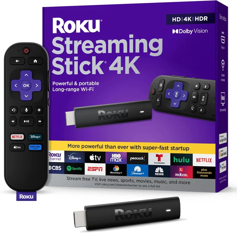 Roku Streaming Stick 4K with Voice Remote - Rank 1 in Roku Sticks of 2025