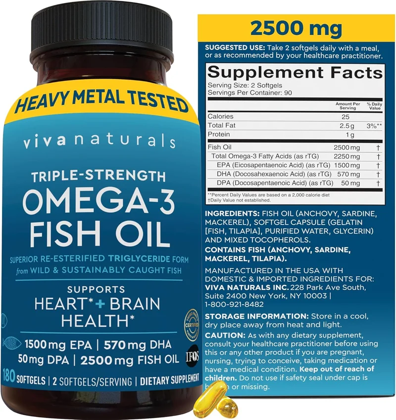 Triple Strength Omega 3 Fish Oil Supplement - Rank 5 in Best Fish Oil Supplements of 2025