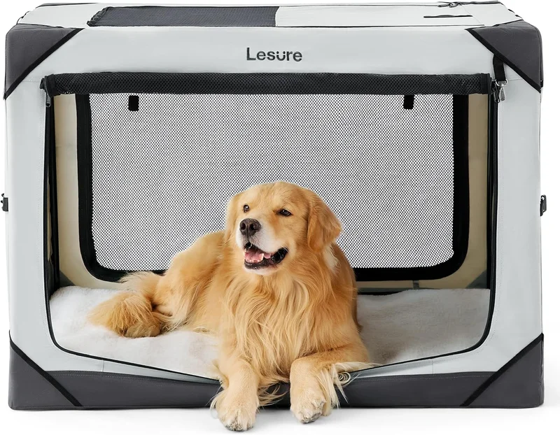 Lesure Collapsible Dog Crate - Light Gray - Rank 6 in Best Diggs Dog Crate of 2025
