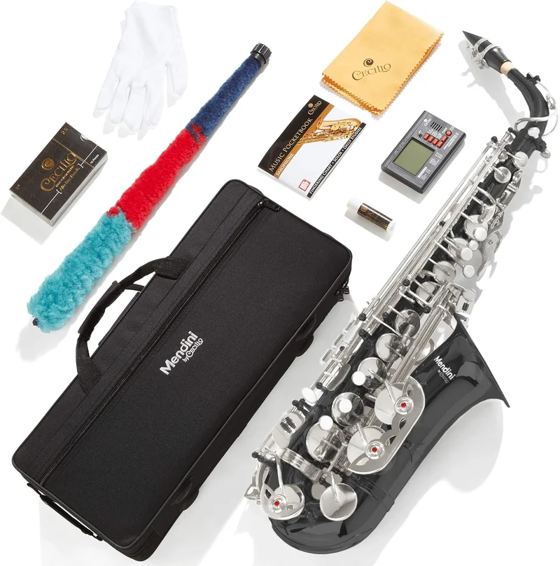 Mendini by Cecilio Eb Alto Saxophone Black & Nickel - Rank 7 in Best Bass Saxophone of 2025