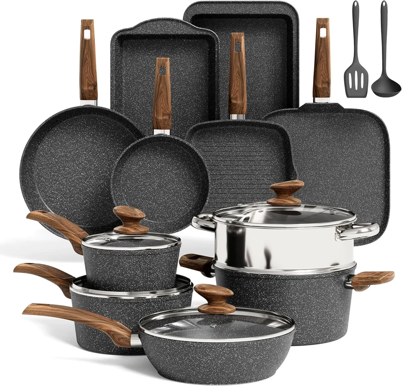 Kitchen Academy Induction Cookware Set 17-Piece - Rank 9 in Best Gordon Ramsay Pans of 2025