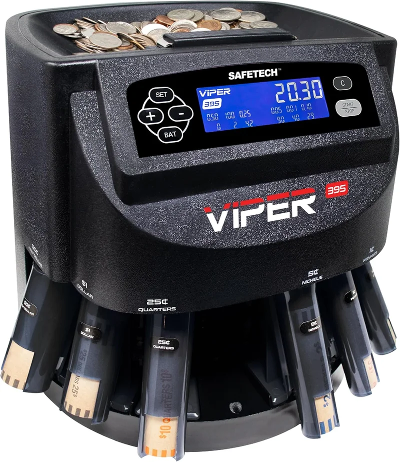 SafeTech Viper V395 Coin Counter and Sorter - Rank 4 in Best Automatic Coin Sorter of 2025
