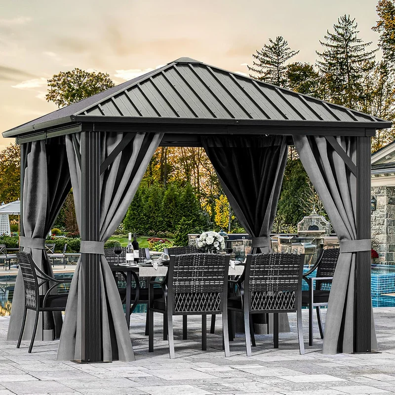 DWVO 10x10ft Steel Gazebo with Curtains - Rank 9 in Best Metal Gazebo of 2025
